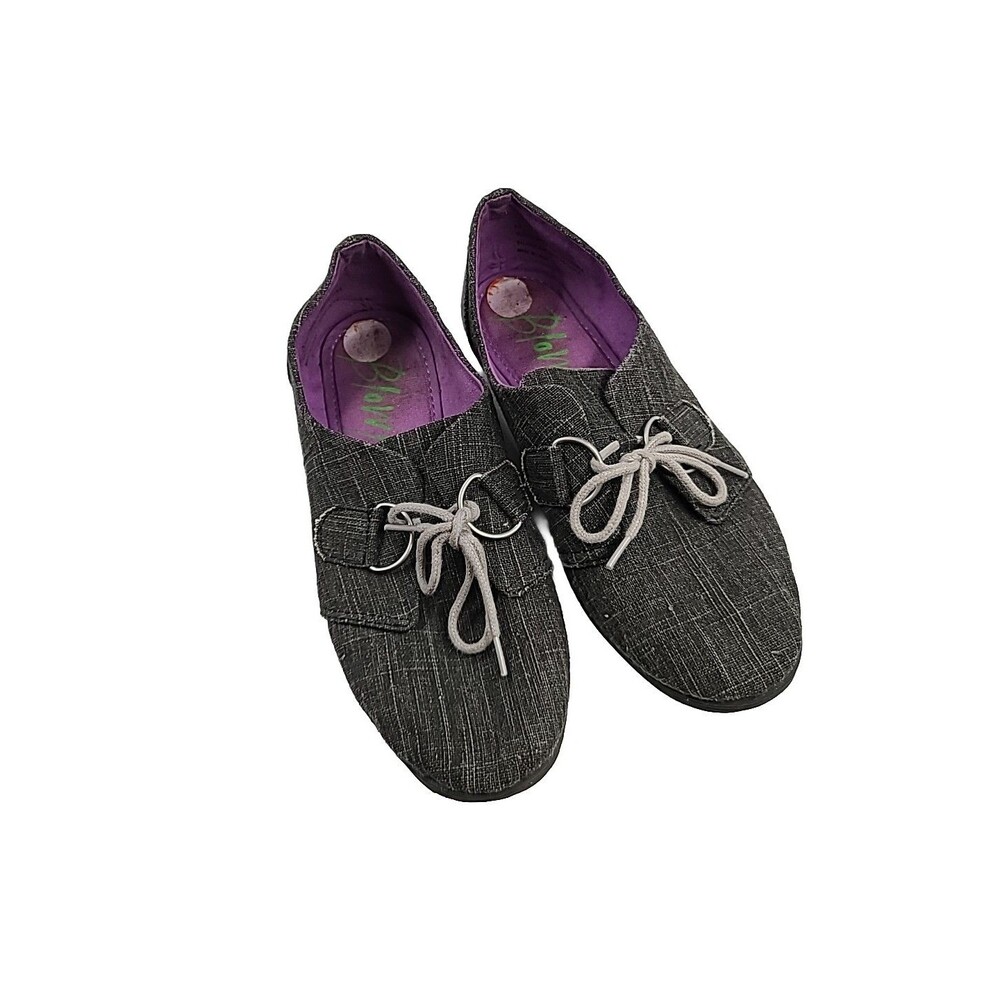 Blowfish Malibu Gray Comfort Shoes Women's Size 9.5 Charcoal Canvas Flats Tie